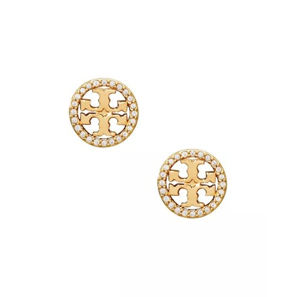 NWT Tory Burch Miller Stud Pave Icon Earrings / Dustbag Included